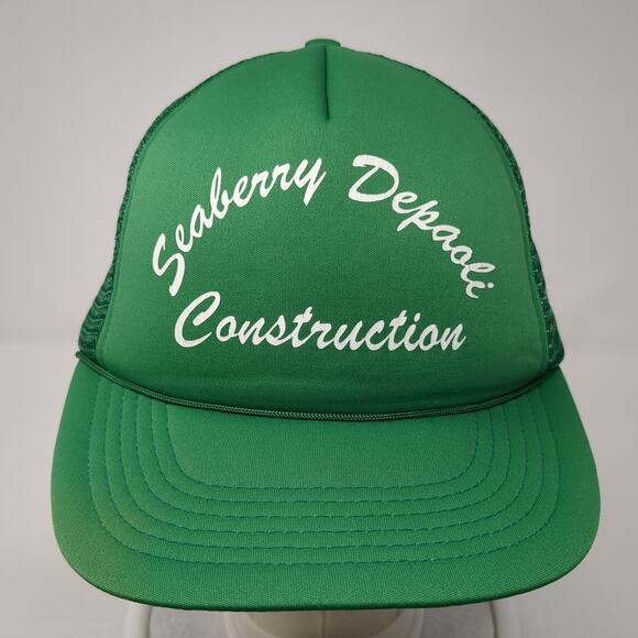 Seaberry Depaoli Construction Snapback Trucker Cap Green OS Adjustable Mesh Back - Picture 2 of 9